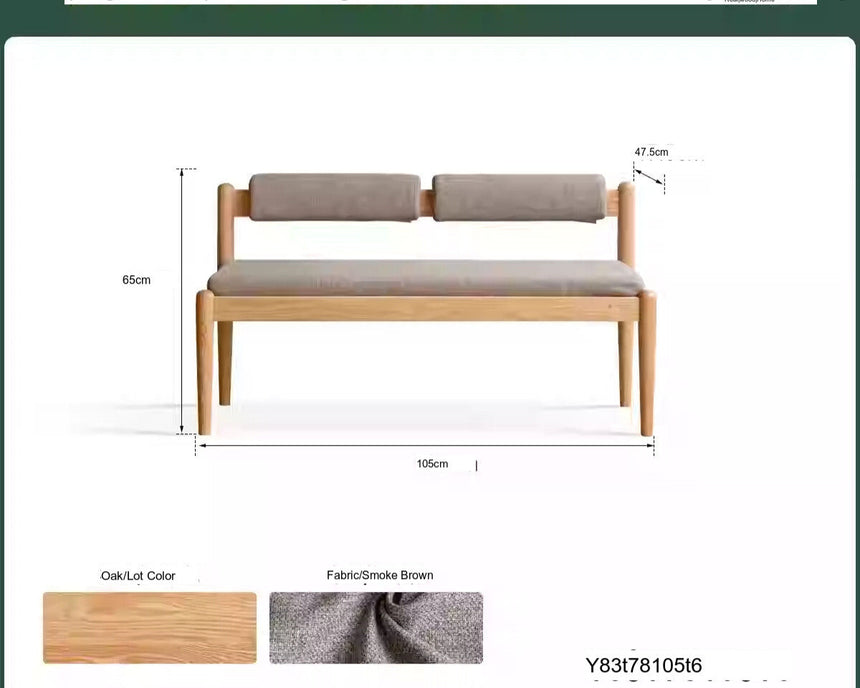GENJI Haruki Elegant Solid Oak Dining Bench from GENJI