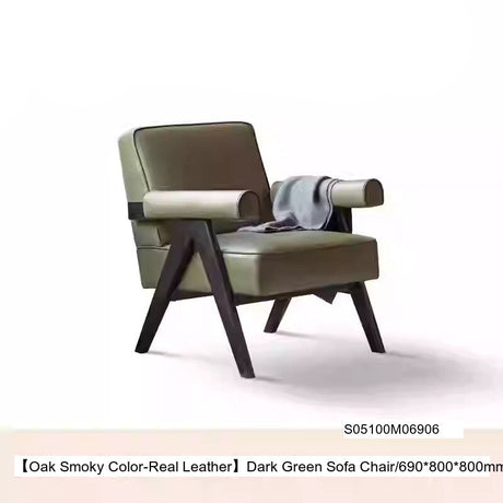 GENJI Isolde Retro Solid Wood Leather Balcony Chair from GENJI