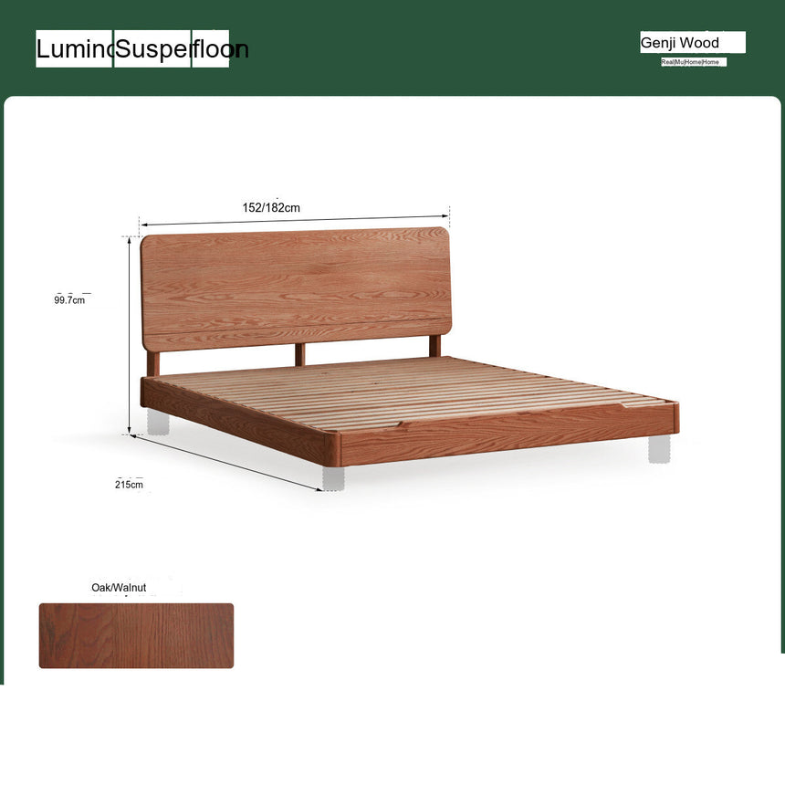 GENJI Kagoshima Elegant Solid Wood Bed with Luminous Edges from GENJI