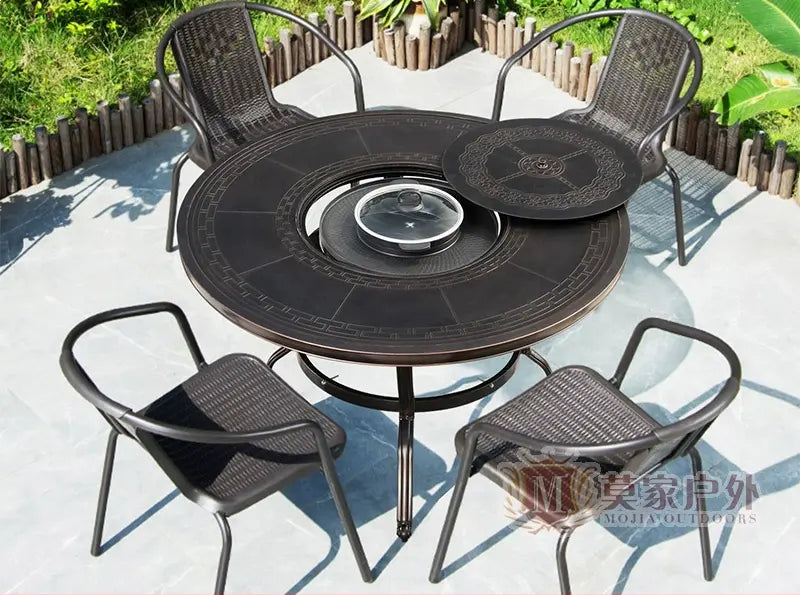 MOJIA Fenwick Luxury Outdoor BBQ & Hot Pot Table with Minimalist Design from MOJIA