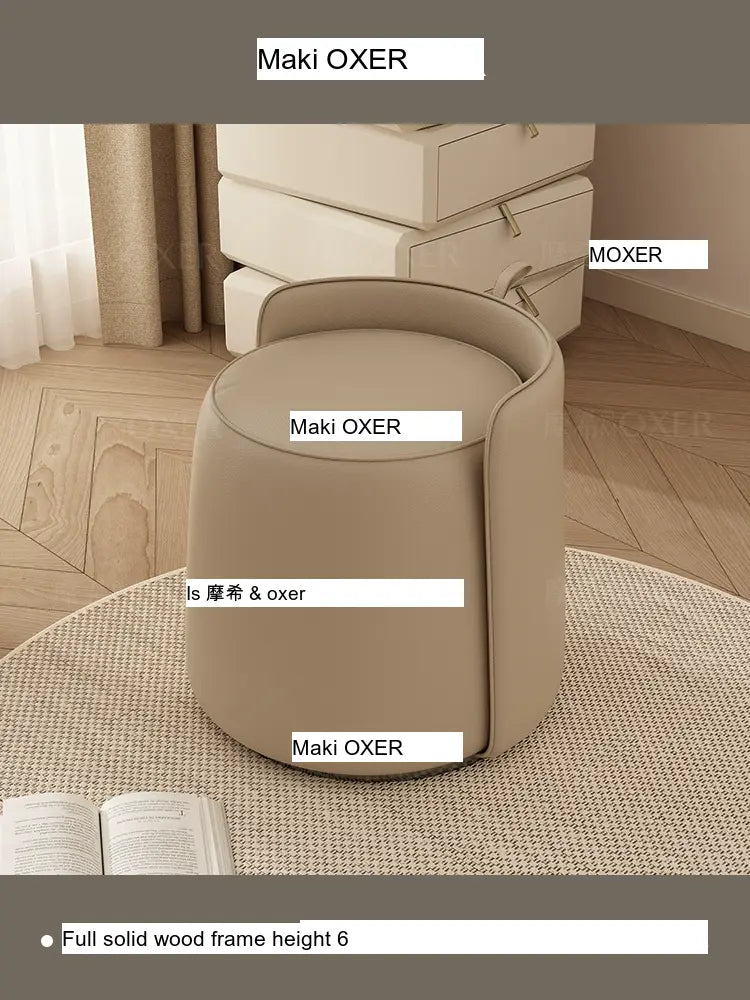 MOXER Calliope Luxe Genuine Leather Rotating Makeup Stool from MOXER