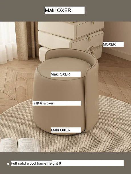MOXER Calliope Luxe Genuine Leather Rotating Makeup Stool from MOXER