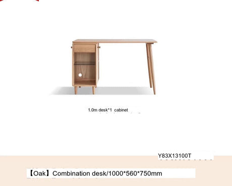 GENJI Amara Sleek Solid Wood Double Desk Bookcase from GENJI