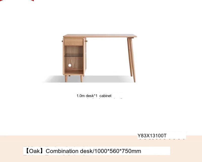 GENJI Amara Sleek Solid Wood Double Desk Bookcase from GENJI