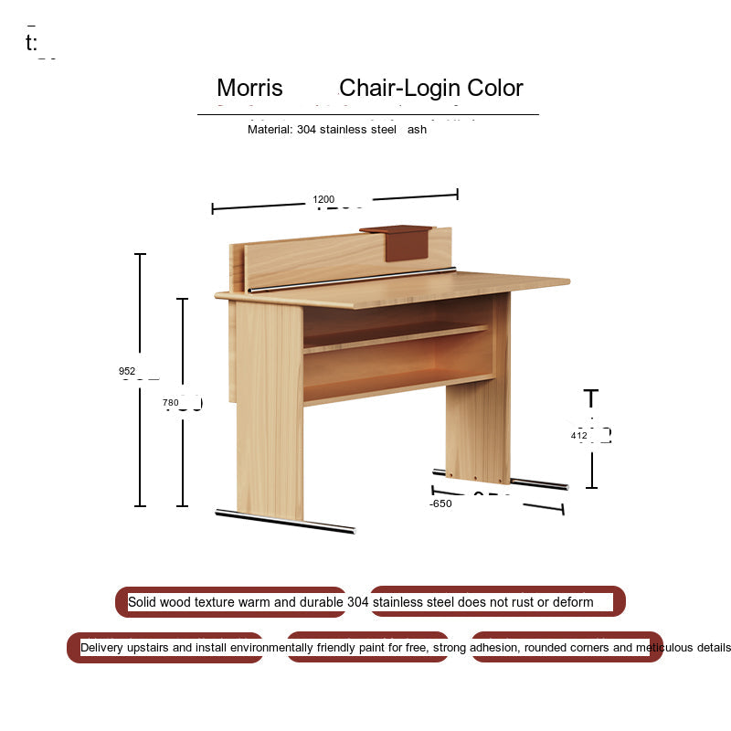 TELLS Aurelius Retro Solid Wood Study Desk - Luxurious Storage with Stylish Light Finish from TELLS