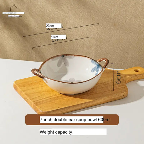 MH Yuki Functional Ceramic Double Ear Noodle Bowl from MH
