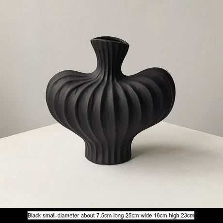 LIVETAI Isadora Elegant Black Ceramic Vase Decor from LIVETAI