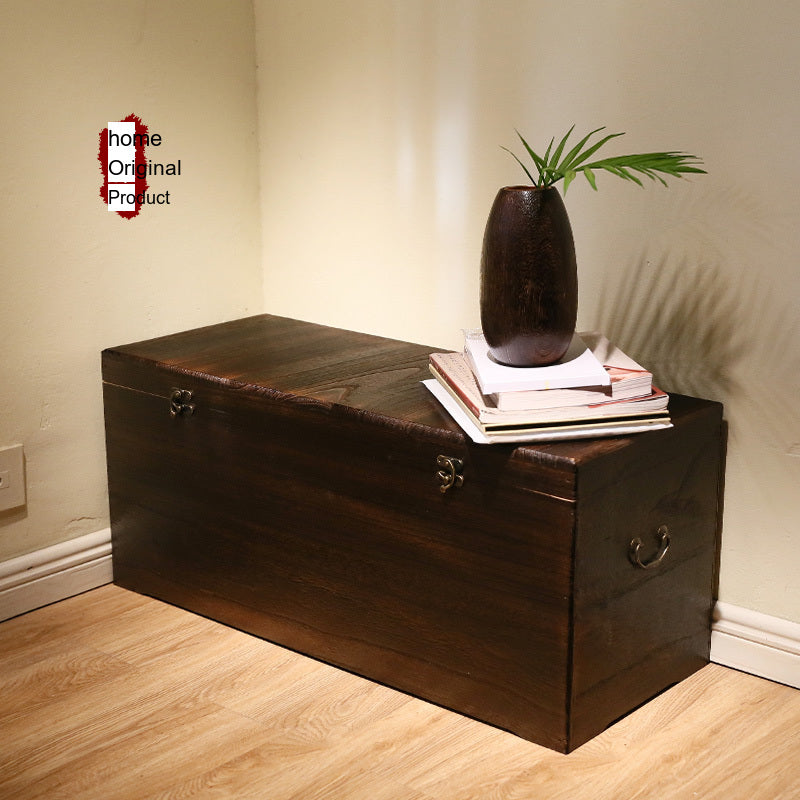 PAULOWNIA Alhambra Stylish Natural Wood Storage Box Seat Footstool from PAULOWNIA
