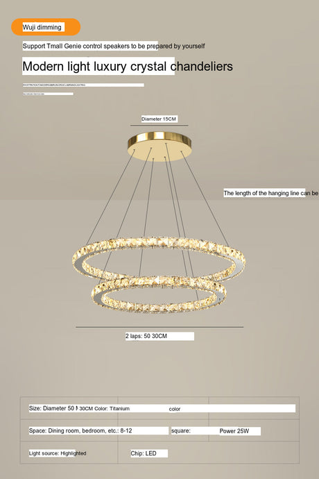 YDZM Marisol Elegant Crystal Country House Ceiling Lamp from YDZM