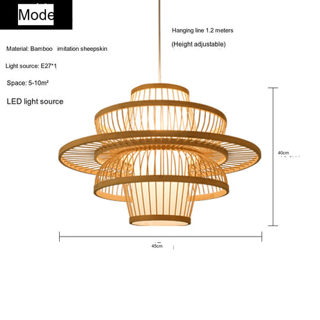 BOJI Haruki Elegant Wooden Bamboo Ceiling Lamp from BOJI