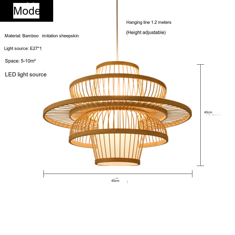 BOJI Haruki Elegant Wooden Bamboo Ceiling Lamp from BOJI
