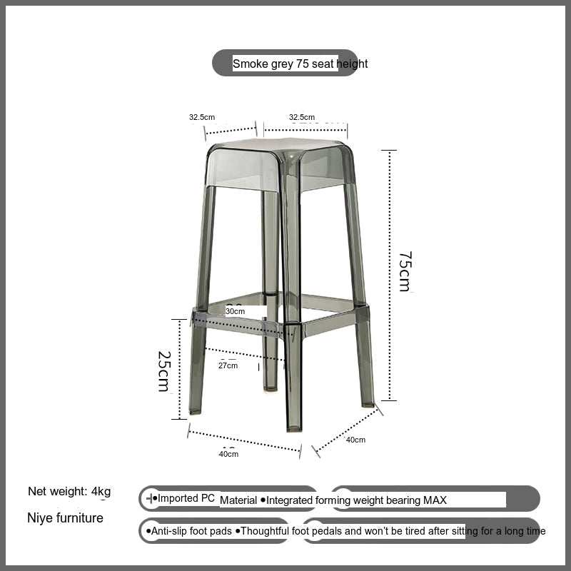 NIYE Elowen Elegant Transparent Acrylic Bar Stool from NIYE