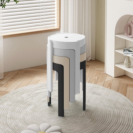 A&D Leonardo Stackable Thick Circular Modern Plastic Stool from A&D