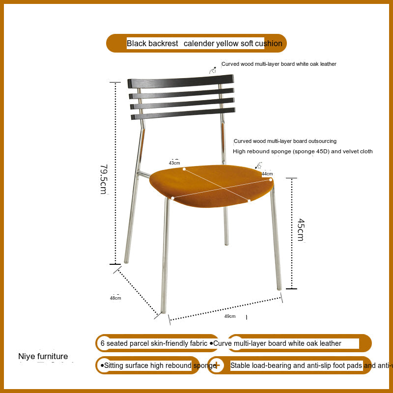 NIYE Selene Chic Light Luxury Iron Dining Chair from NIYE