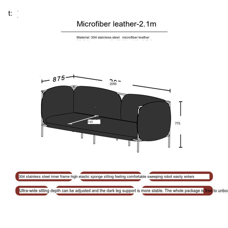 TELLS Marcellus Elegant Vintage Black Leather Sofa with Stainless Steel Accents from TELLS
