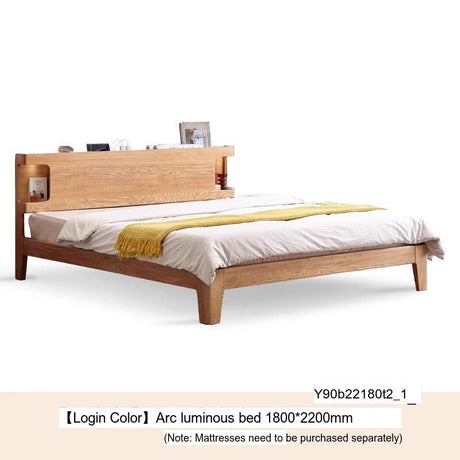 GENJI Miyamoto Solid Wood Nordic Double Bed - Luminous Oak Design from GENJI