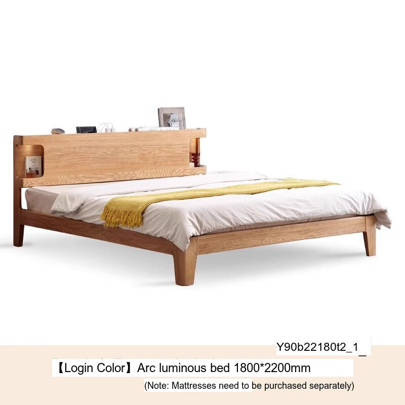 GENJI Miyamoto Solid Wood Nordic Double Bed - Luminous Oak Design from GENJI