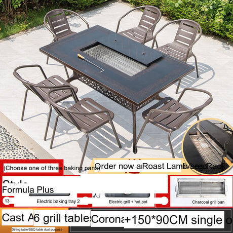 MOJIA Sylvan Spacious BBQ Dining Set with Smokeless Electric Grill from MOJIA