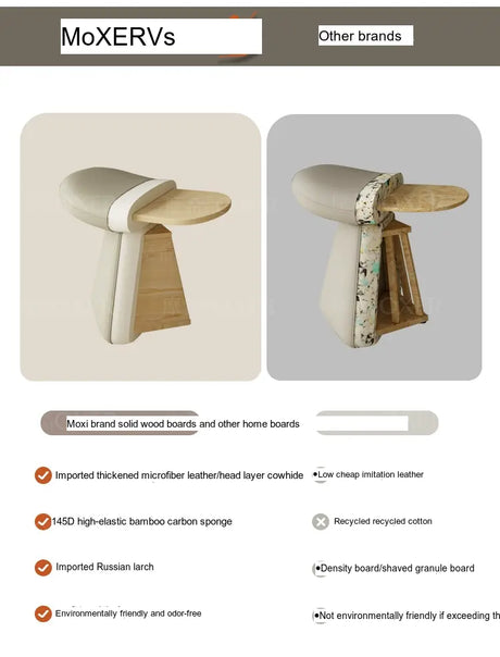MOXER Iskandar Opulent Leather Upholstered Dressing Stool from MOXER