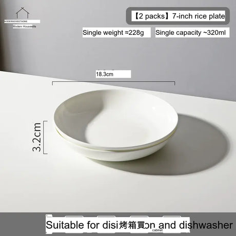 MH Isabela Elegant Pure White Ceramic Dish Set from MH
