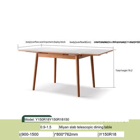 GENJI Isadora Solid Wood Retractable Dining Table from GENJI