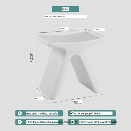 ABOUT WHITE Lysander Nordic Plastic Stool Modern Simple Design Home Bench from ABOUT WHITE