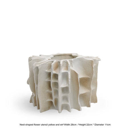 VAVINCI Keisuke Modern Simple Beige Art Grid Ceramic Flower Vase Decor from VAVINCI