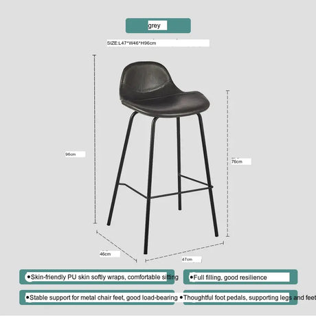 ABOUT WHITE Isidora Sleek Leather High-Back Bar Stool from ABOUT WHITE