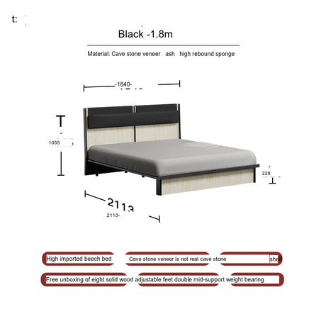 TELLS Amaya Contemporary Solid Wood Double Bed with Retro Cream Finish from TELLS