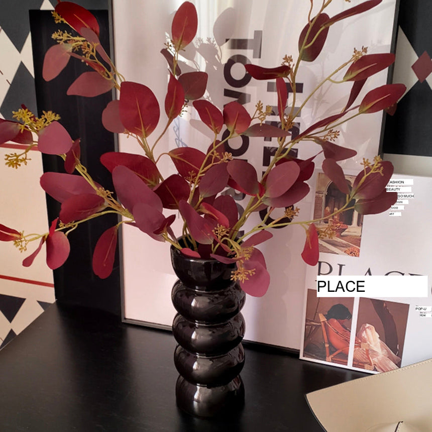 LIVETAI Isadora Elegant Black Ceramic Vase Decor from LIVETAI