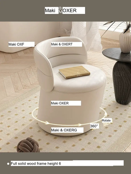 MOXER Takamori Exquisite Leather Solid Wood Makeup Stool from MOXER