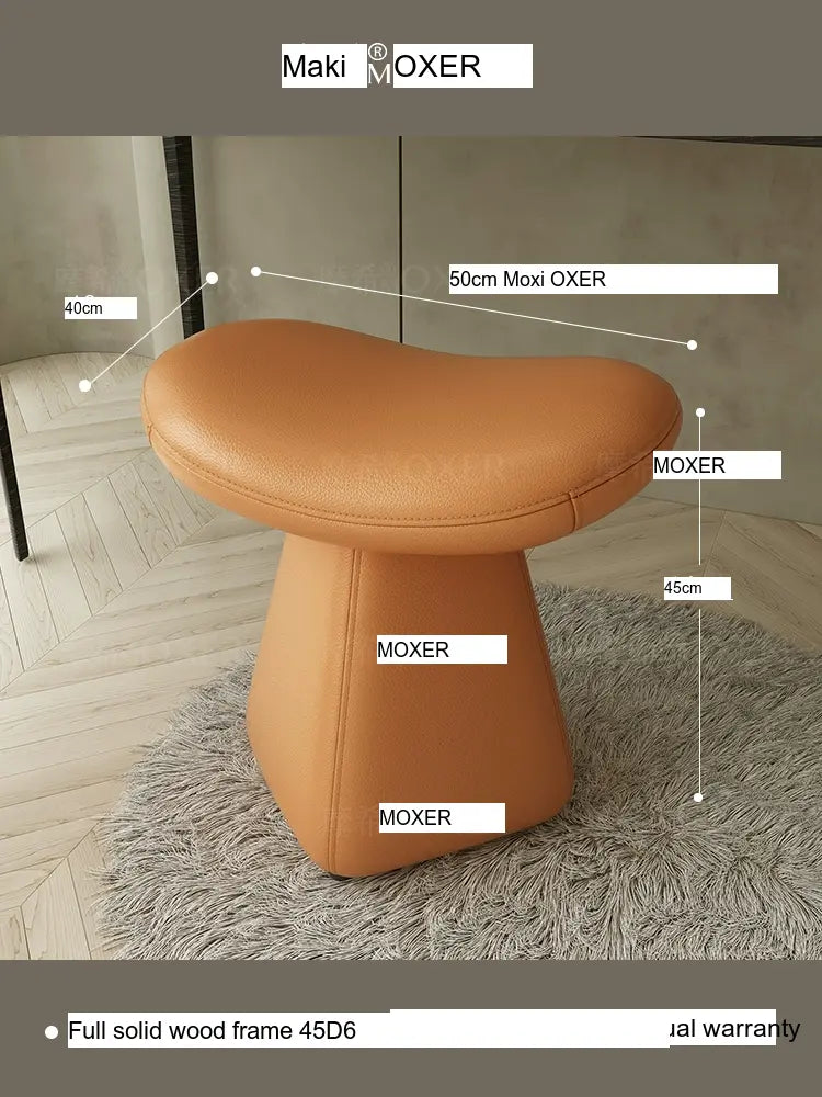 MOXER Iskandar Opulent Leather Upholstered Dressing Stool from MOXER