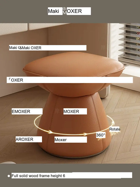 MOXER Santiago Retro Cream Leather Rotatable Stool from MOXER
