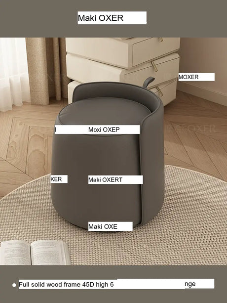 MOXER Calliope Luxe Genuine Leather Rotating Makeup Stool from MOXER