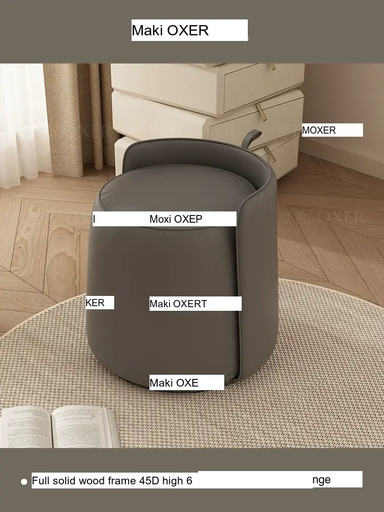MOXER Calliope Luxe Genuine Leather Rotating Makeup Stool from MOXER