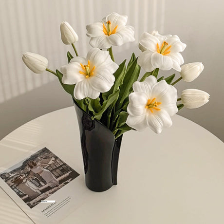 LIVETAI Isadora Elegant Black Ceramic Vase Decor from LIVETAI