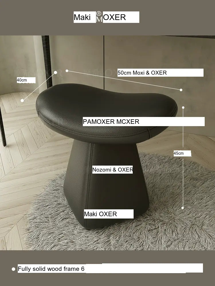 MOXER Iskandar Opulent Leather Upholstered Dressing Stool from MOXER