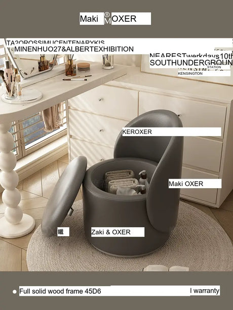 MOXER Santiago Elegant Swivel Makeup Stool from MOXER