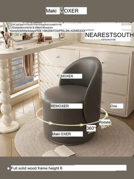 MOXER Santiago Elegant Swivel Makeup Stool from MOXER