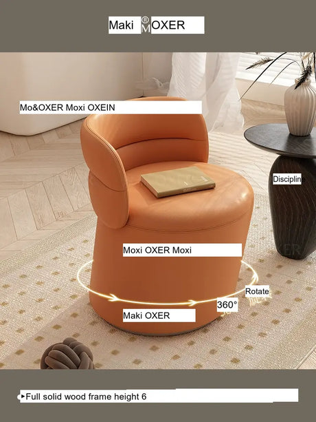 MOXER Takamori Exquisite Leather Solid Wood Makeup Stool from MOXER