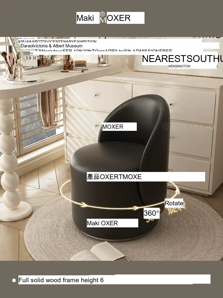 MOXER Elowen Elegant Genuine Leather Rotating Makeup Stool from MOXER