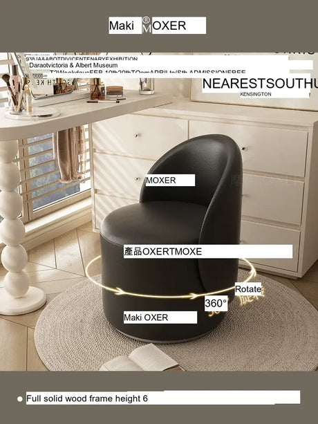 MOXER Elowen Elegant Genuine Leather Rotating Makeup Stool from MOXER
