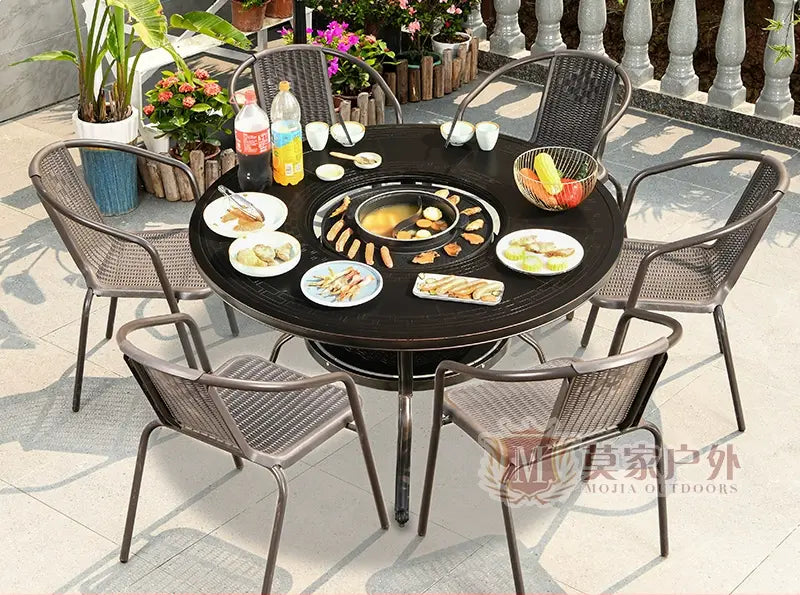 MOJIA Fenwick Luxury Outdoor BBQ & Hot Pot Table with Minimalist Design from MOJIA