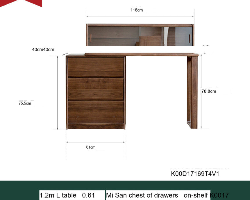 GENJI Isolde Elegant Solid Wood Retractable Dressing Table from GENJI