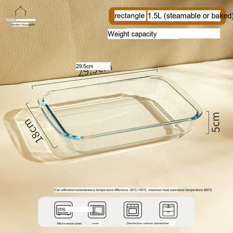 MH Anastasia Elegant Glass Baking Plate - Microwave Safe Seafood Tray from MH