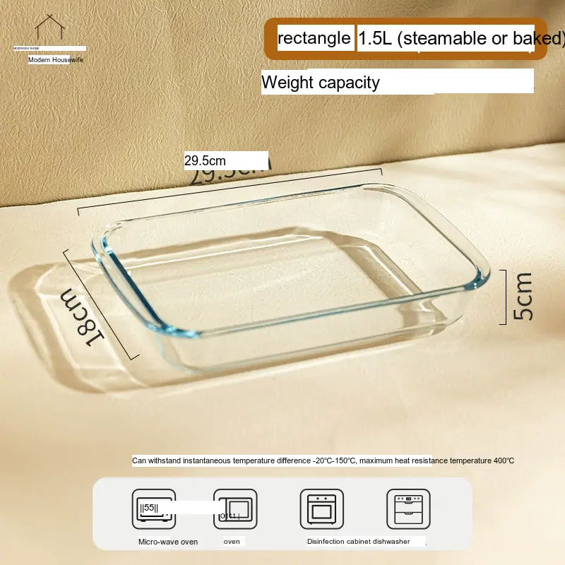 MH Anastasia Elegant Glass Baking Plate - Microwave Safe Seafood Tray from MH