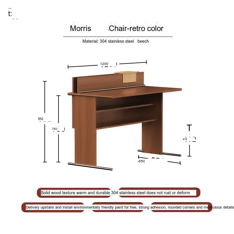 TELLS Aurelius Retro Solid Wood Study Desk - Luxurious Storage with Stylish Light Finish from TELLS
