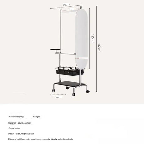 ROOMHOME Elowen Minimalist Integrated Mirror with Movable Coat Racks and Stainless Steel Storage. from ROOMHOME