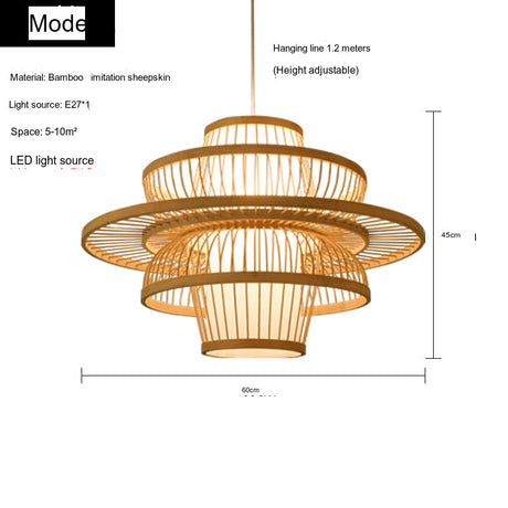 BOJI Haruki Elegant Wooden Bamboo Ceiling Lamp from BOJI