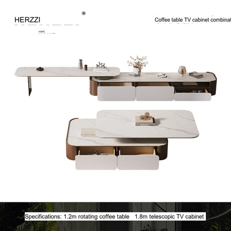 HERZZI Elowen Chic Modern Multifunctional Solid Wood Telescopic TV Cabinet from HERZZI